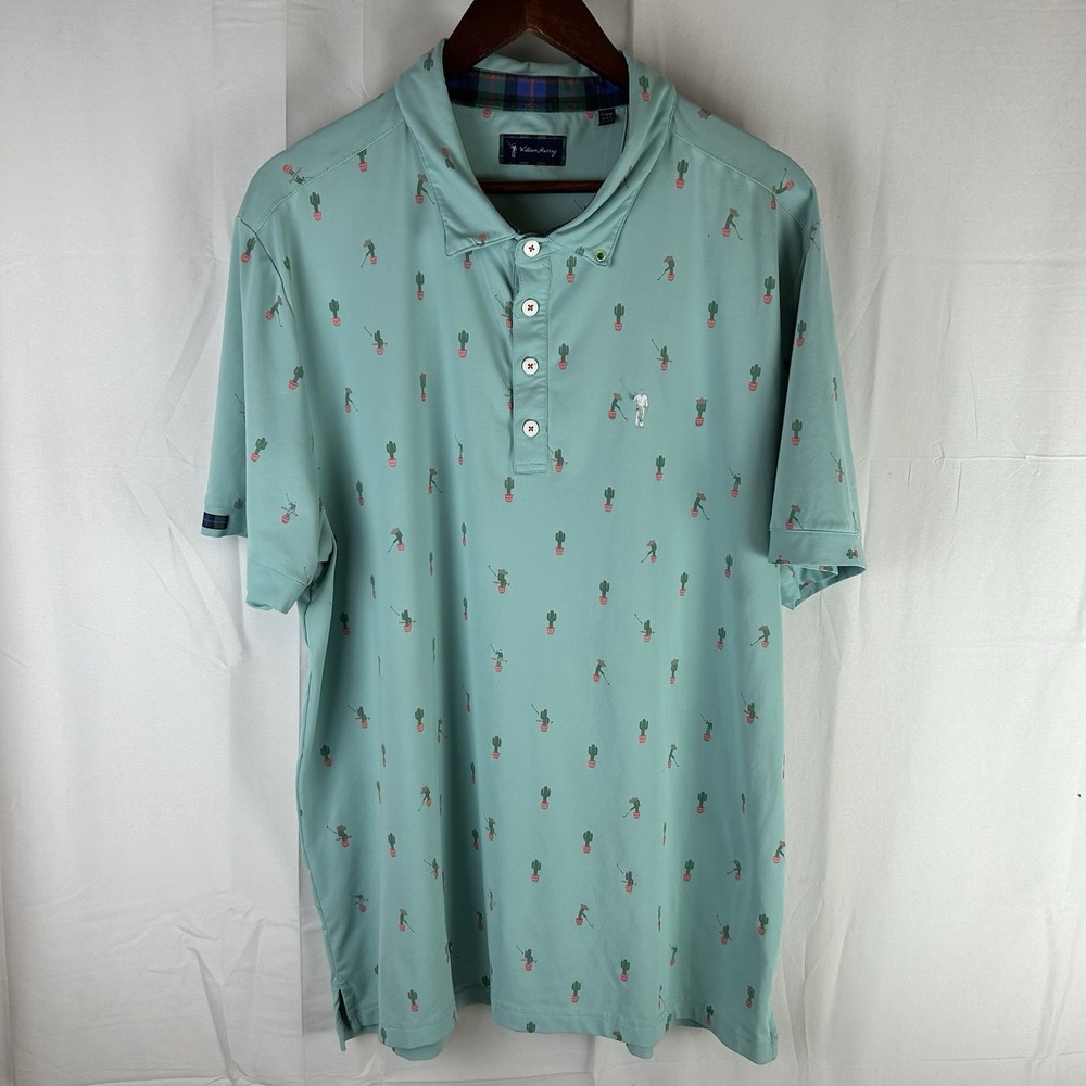 William Murray Golf Polo Shirt‎ Men XL Mint Cactus Print